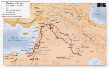 Avᵊru: migrating from Ur (in today's southern Iraq) across the Euphrates River to the Levant (via Paddan Aram to Kᵊnaan)